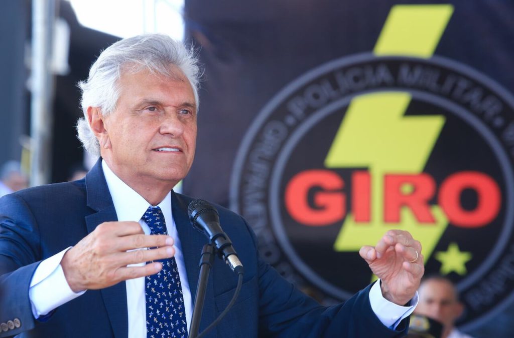 Fotos - Wesley Costa - Governador Ronaldo Caiado durante entrega de equipamentos para o Grupamento de Intervenção Rápida Ostensiva (Giro) da Polícia Militar..