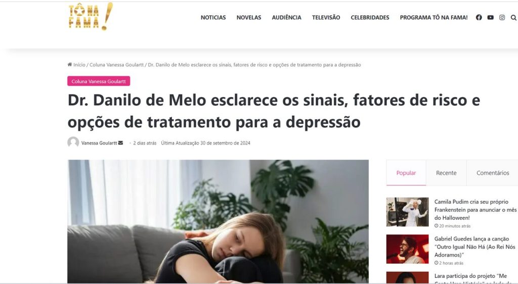 Dr. Danilo de Melo esclarece os sinais, fatores de risco e opções de tratamento para a depressão no Portal R7